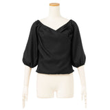 【メール便】パフスリーブカシュクールブラウス