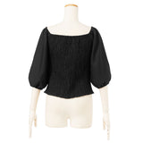 【メール便】パフスリーブカシュクールブラウス