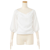 【メール便】パフスリーブカシュクールブラウス