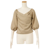 【メール便】パフスリーブカシュクールブラウス