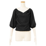 【メール便】パフスリーブカシュクールブラウス