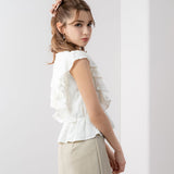 【メール便】フリルノースリーブブラウス