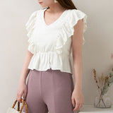 【メール便】フリルノースリーブブラウス