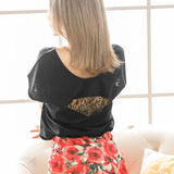 【メール便】背中レース魅せプリントゆるカットソー