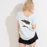 【メール便】背中レース魅せプリントゆるカットソー