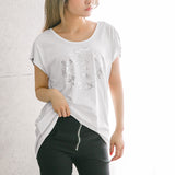 【メール便】背中レース魅せプリントゆるカットソー