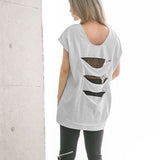 【メール便】背中レース魅せプリントゆるカットソー