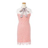 ハイネックリボンレースタイトワンピース