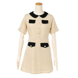 配色ビジューボタンワンピース