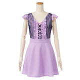 バストフリルレースアップフレアワンピース