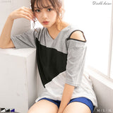 【メール便】ショルダーZIPTシャツ