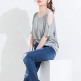 【メール便】メタル付き肩開きTシャツ