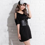 【メール便】メタル付き肩開きTシャツ