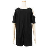 【メール便】メタル付き肩開きTシャツ