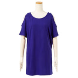 【メール便】メタル付き肩開きTシャツ