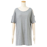 【メール便】メタル付き肩開きTシャツ