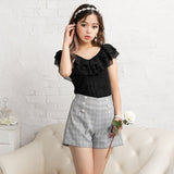 【メール便】フリルレースシフォントップス