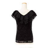 【メール便】フリルレースシフォントップス