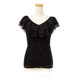 【メール便】フリルレースシフォントップス