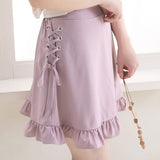 【メール便】レースアップフリルフレアスカパン