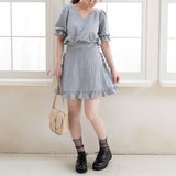 【メール便】レースアップフリルフレアスカパン