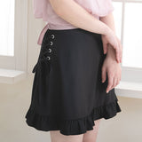 【メール便】レースアップフリルフレアスカパン