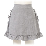【メール便】レースアップフリルフレアスカパン