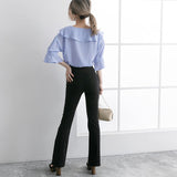 【メール便】フリル衿半袖ブラウス