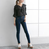 【メール便】フリル衿半袖ブラウス