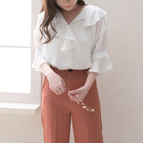 【メール便】フリル衿半袖ブラウス