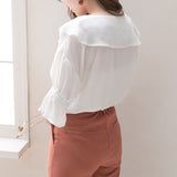 【メール便】フリル衿半袖ブラウス