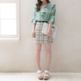 【メール便】フリル衿半袖ブラウス