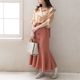 【メール便】フリル衿半袖ブラウス