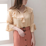 【メール便】フリル衿半袖ブラウス