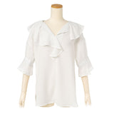 【メール便】フリル衿半袖ブラウス