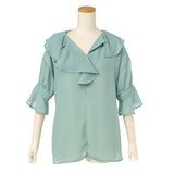 【メール便】フリル衿半袖ブラウス