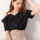 【メール便】肩ストラップ半袖ブラウス