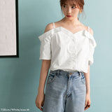 【メール便】肩ストラップ半袖ブラウス