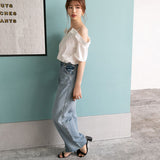 【メール便】肩ストラップ半袖ブラウス