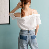 【メール便】肩ストラップ半袖ブラウス