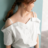 【メール便】肩ストラップ半袖ブラウス