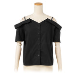 【メール便】肩ストラップ半袖ブラウス