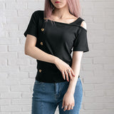 【メール便】フロントボタンテレコトップス