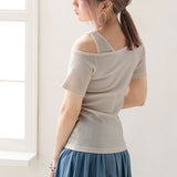 【メール便】フロントボタンテレコトップス