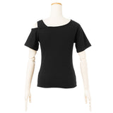 【メール便】フロントボタンテレコトップス