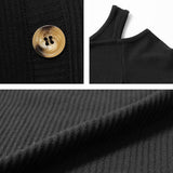 【メール便】フロントボタンテレコトップス