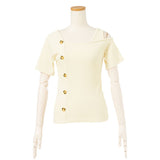 【メール便】フロントボタンテレコトップス