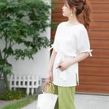 【メール便】パフスリーブリボンブラウス