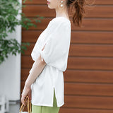 【メール便】パフスリーブリボンブラウス