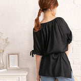 【メール便】パフスリーブリボンブラウス